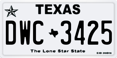 TX license plate DWC3425