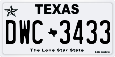 TX license plate DWC3433
