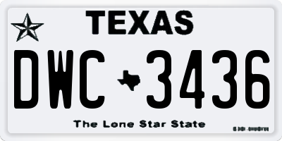TX license plate DWC3436