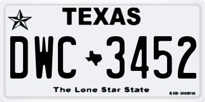 TX license plate DWC3452