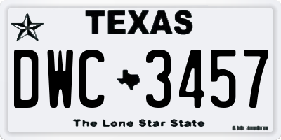 TX license plate DWC3457