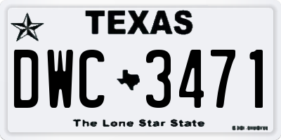 TX license plate DWC3471