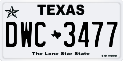 TX license plate DWC3477