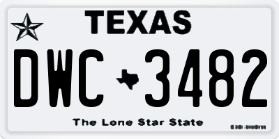 TX license plate DWC3482