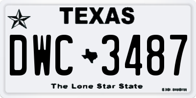 TX license plate DWC3487