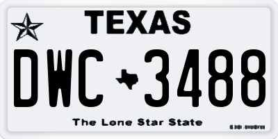 TX license plate DWC3488