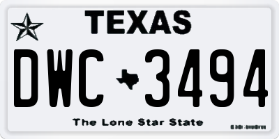 TX license plate DWC3494