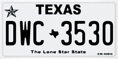 TX license plate DWC3530