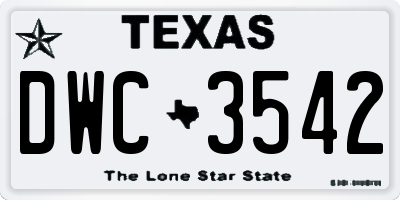 TX license plate DWC3542