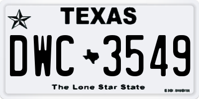 TX license plate DWC3549