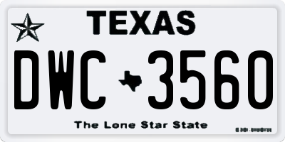 TX license plate DWC3560