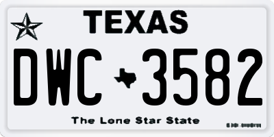 TX license plate DWC3582