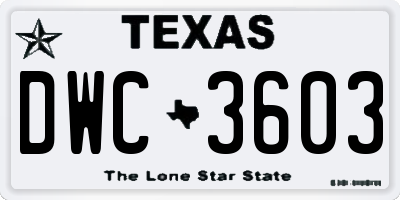TX license plate DWC3603