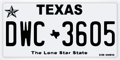TX license plate DWC3605