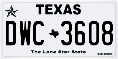 TX license plate DWC3608