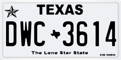 TX license plate DWC3614