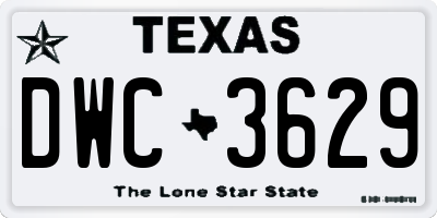 TX license plate DWC3629