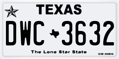 TX license plate DWC3632