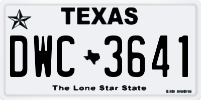 TX license plate DWC3641