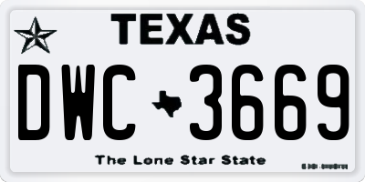 TX license plate DWC3669