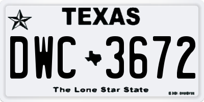 TX license plate DWC3672