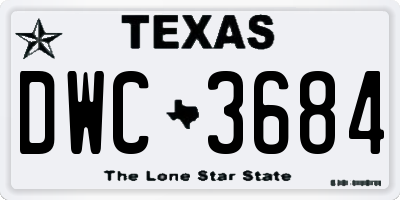 TX license plate DWC3684