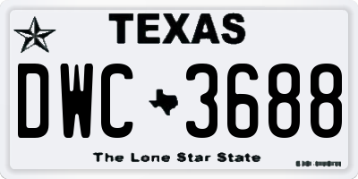 TX license plate DWC3688