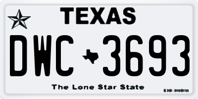 TX license plate DWC3693