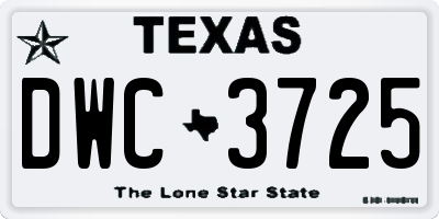 TX license plate DWC3725