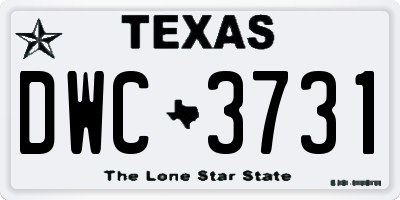 TX license plate DWC3731