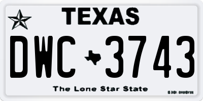 TX license plate DWC3743