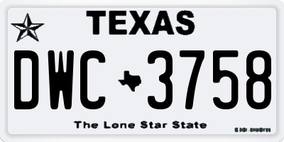 TX license plate DWC3758