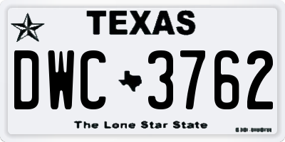 TX license plate DWC3762