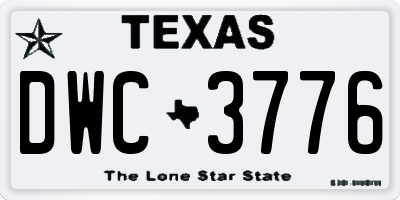 TX license plate DWC3776