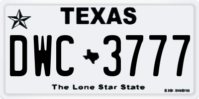 TX license plate DWC3777