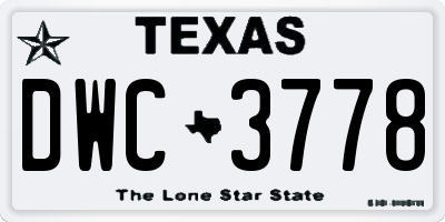 TX license plate DWC3778