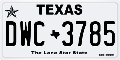 TX license plate DWC3785