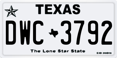 TX license plate DWC3792