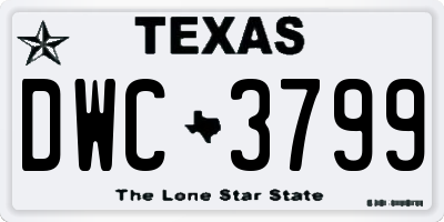 TX license plate DWC3799