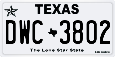 TX license plate DWC3802