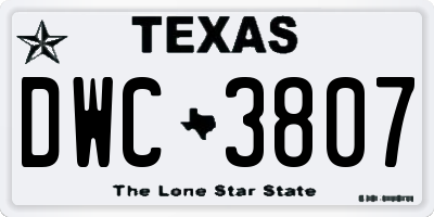 TX license plate DWC3807