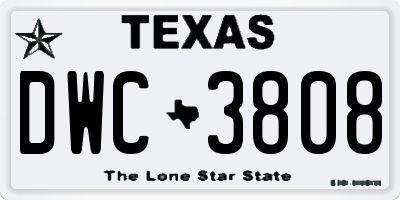 TX license plate DWC3808