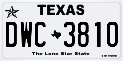 TX license plate DWC3810