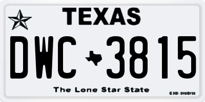 TX license plate DWC3815