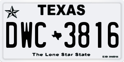 TX license plate DWC3816