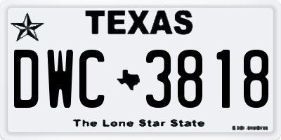 TX license plate DWC3818