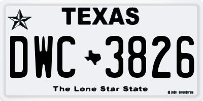 TX license plate DWC3826