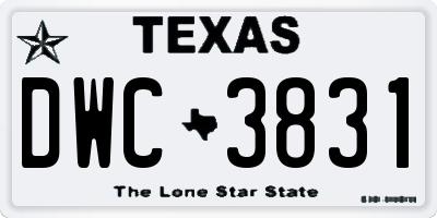 TX license plate DWC3831