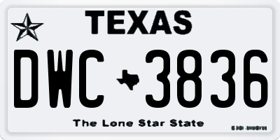 TX license plate DWC3836