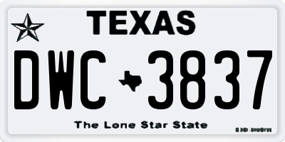 TX license plate DWC3837
